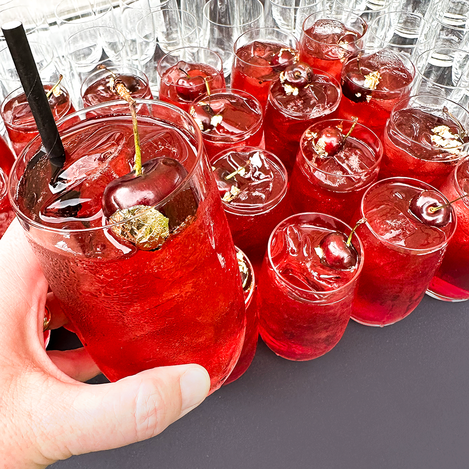 Christmas in Canberra Cocktail made with cherries for a gin cocktail 
