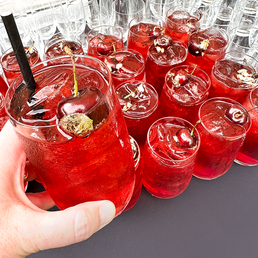 Christmas in Canberra Cocktail made with cherries for a gin cocktail 