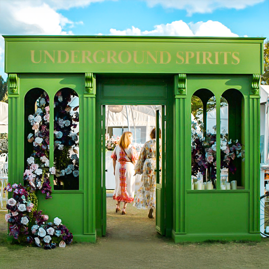 the Underground Spirits Gin Garden during Floriade in Canberra, featuring teapot cocktails, floral surrounds, and spring sunshine. Immersive Gin, Food & Spirits Festival, Cocktail high tea Floriade, Canberra Gin Tasting Event