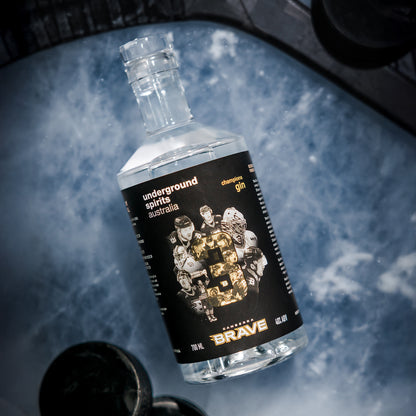 Canberra BRAVE Gin bottle Australian gin featuring Ice Wine crafted in partnership with Canberra’s ice hockey team by Underground Spirits