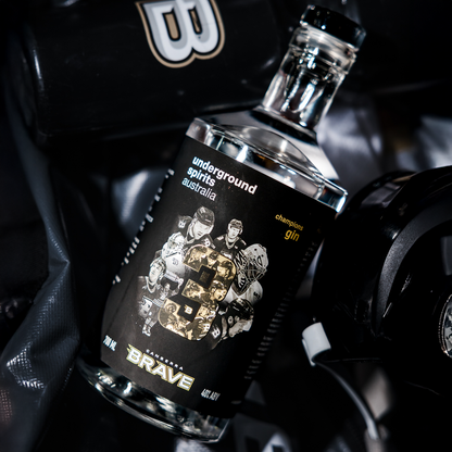 Canberra BRAVE Gin bottle Australian gin featuring Ice Wine crafted in partnership with Canberra’s ice hockey team by Underground Spirits